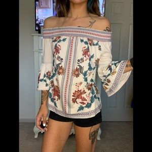 Off-Shoulder White floral Fashion Nova top